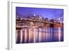 Brooklyn Bridge and Manhattan Skyline at Night, New York City-Zigi-Framed Photographic Print