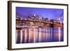 Brooklyn Bridge and Manhattan Skyline at Night, New York City-Zigi-Framed Photographic Print