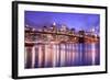 Brooklyn Bridge and Manhattan Skyline at Night, New York City-Zigi-Framed Photographic Print