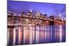 Brooklyn Bridge and Manhattan Skyline at Night, New York City-Zigi-Mounted Photographic Print