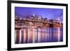 Brooklyn Bridge and Manhattan Skyline at Night, New York City-Zigi-Framed Photographic Print