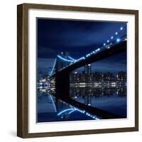 Brooklyn Bridge and Manhattan Skyline at Night-Zigi-Framed Photographic Print