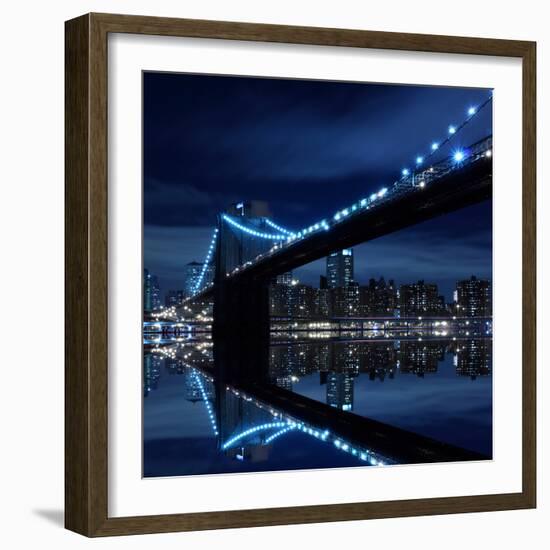 Brooklyn Bridge and Manhattan Skyline at Night-Zigi-Framed Photographic Print