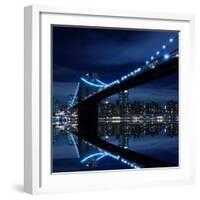 Brooklyn Bridge and Manhattan Skyline at Night-Zigi-Framed Photographic Print