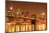 Brooklyn Bridge and Manhattan Skyline at Night-Zigi-Mounted Photographic Print