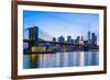 Brooklyn Bridge and Manhattan skyline at sunset, New York City, New York, USA, North America-Fraser Hall-Framed Photographic Print