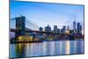 Brooklyn Bridge and Manhattan skyline at sunset, New York City, New York, USA, North America-Fraser Hall-Mounted Photographic Print