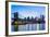 Brooklyn Bridge and Manhattan skyline at sunset, New York City, New York, USA, North America-Fraser Hall-Framed Photographic Print