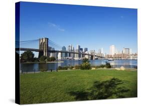 Brooklyn Bridge and Manhattan Skyline, Brooklyn Bridge Park, New York City, USA-Amanda Hall-Stretched Canvas