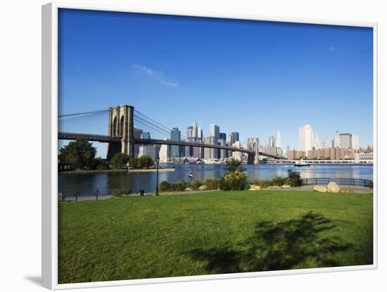 Brooklyn Bridge and Manhattan Skyline, Brooklyn Bridge Park, New York City, USA-Amanda Hall-Framed Photographic Print