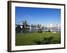Brooklyn Bridge and Manhattan Skyline, Brooklyn Bridge Park, New York City, USA-Amanda Hall-Framed Photographic Print