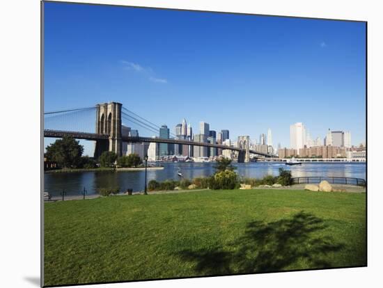 Brooklyn Bridge and Manhattan Skyline, Brooklyn Bridge Park, New York City, USA-Amanda Hall-Mounted Photographic Print