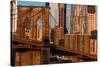 Brooklyn Bridge and Manhattan Skyline features One World Trade Center at Sunrise, NY NY-null-Stretched Canvas