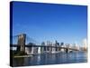 Brooklyn Bridge and Manhattan Skyline, New York City, New York, USA-Amanda Hall-Stretched Canvas