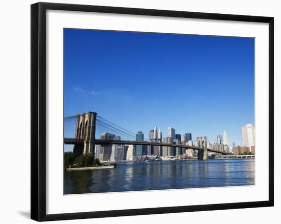 Brooklyn Bridge and Manhattan Skyline, New York City, New York, USA-Amanda Hall-Framed Photographic Print