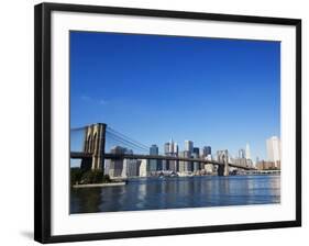 Brooklyn Bridge and Manhattan Skyline, New York City, New York, USA-Amanda Hall-Framed Photographic Print