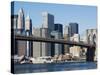 Brooklyn Bridge and Manhattan Skyline, New York City, New York, USA-Amanda Hall-Stretched Canvas