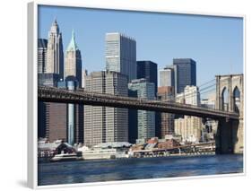 Brooklyn Bridge and Manhattan Skyline, New York City, New York, USA-Amanda Hall-Framed Photographic Print