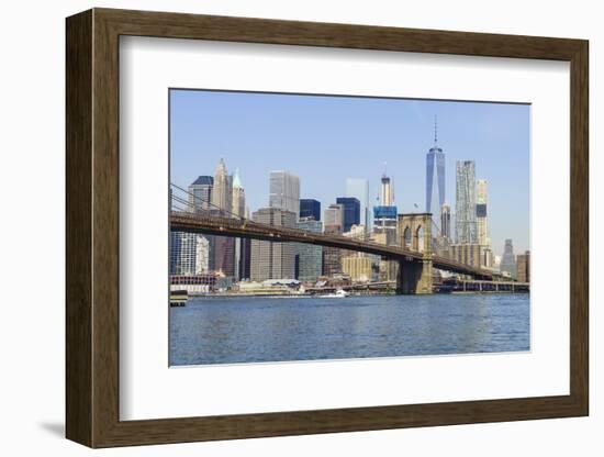 Brooklyn Bridge and Manhattan skyline, New York City, United States of America, North America-Fraser Hall-Framed Photographic Print