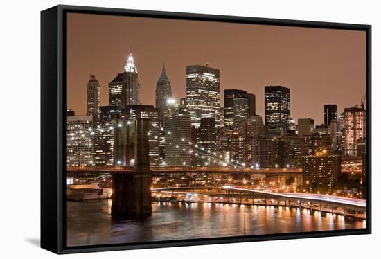 Brooklyn Bridge and Manhattan Skyline, New York City-Paul Souders-Framed Stretched Canvas