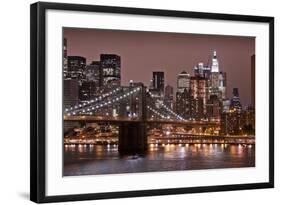 Brooklyn Bridge and Manhattan Skyline, New York City-Paul Souders-Framed Photographic Print