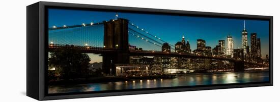 Brooklyn Bridge and Manhattan Skyline, NY, NY at Sunset-null-Framed Stretched Canvas