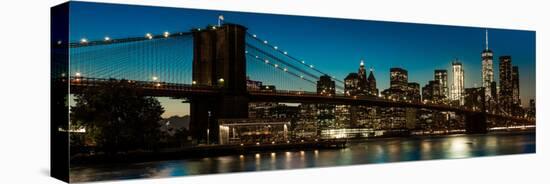 Brooklyn Bridge and Manhattan Skyline, NY, NY at Sunset-null-Stretched Canvas