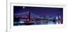 Brooklyn Bridge and Manhattan Skyline with a Full Moon Overhead-Littleny-Framed Art Print