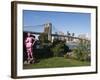 Brooklyn Bridge and Manhattan Skyline with Modern Artwork in the Foregound, New York City, USA-Amanda Hall-Framed Photographic Print