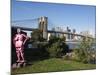 Brooklyn Bridge and Manhattan Skyline with Modern Artwork in the Foregound, New York City, USA-Amanda Hall-Mounted Photographic Print