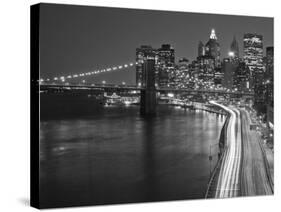 Brooklyn Bridge and Parkway, East River with Lower Manhattan Skyline, Brooklyn, New York, Usa-Paul Souders-Stretched Canvas