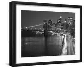 Brooklyn Bridge and Parkway, East River with Lower Manhattan Skyline, Brooklyn, New York, Usa-Paul Souders-Framed Photographic Print