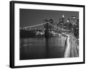 Brooklyn Bridge and Parkway, East River with Lower Manhattan Skyline, Brooklyn, New York, Usa-Paul Souders-Framed Photographic Print