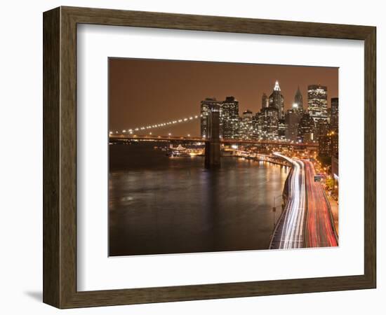 Brooklyn Bridge and Parkway, East River with Lower Manhattan Skyline, Brooklyn, New York, Usa-Paul Souders-Framed Photographic Print