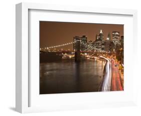 Brooklyn Bridge and Parkway, East River with Lower Manhattan Skyline, Brooklyn, New York, Usa-Paul Souders-Framed Photographic Print