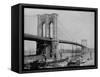 Brooklyn Bridge and Sailing Ships-J.S. Johnston-Framed Stretched Canvas