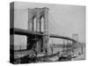 Brooklyn Bridge and Sailing Ships-J.S. Johnston-Stretched Canvas