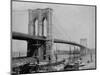 Brooklyn Bridge and Sailing Ships-J.S. Johnston-Mounted Photographic Print