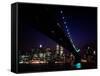 Brooklyn Bridge and Skyline of New York City at Night-null-Framed Stretched Canvas