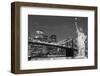 Brooklyn Bridge and the Statue of Liberty at Night, New York City-Zigi-Framed Photographic Print