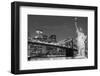 Brooklyn Bridge and the Statue of Liberty at Night, New York City-Zigi-Framed Photographic Print