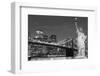 Brooklyn Bridge and the Statue of Liberty at Night, New York City-Zigi-Framed Photographic Print