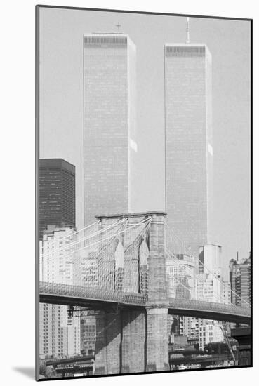 Brooklyn Bridge and World Trade Center Towers-null-Mounted Giclee Print