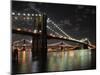 Brooklyn Bridge at Night (color)-Phil Maier-Mounted Art Print