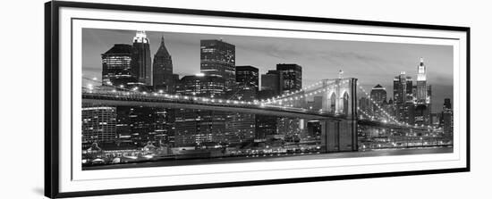 Brooklyn Bridge at Night (detail)-null-Framed Art Print