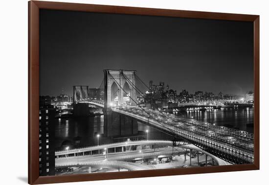 Brooklyn Bridge at Night-Philip Gendreau-Framed Photographic Print