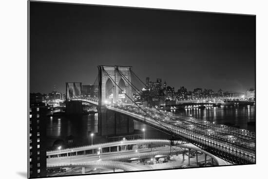 Brooklyn Bridge at Night-Philip Gendreau-Mounted Photographic Print