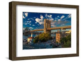 Brooklyn Bridge at sunset, NY NY - in black and white-null-Framed Photographic Print