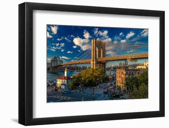 Brooklyn Bridge at sunset, NY NY - in black and white-null-Framed Photographic Print