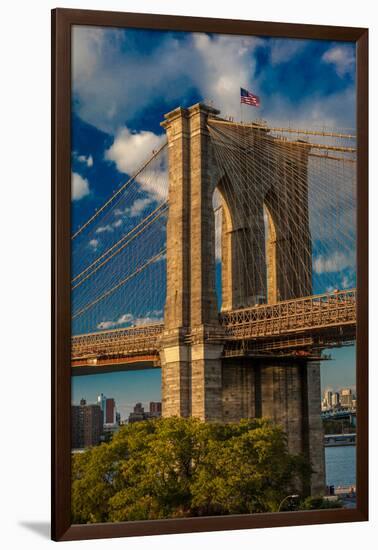 Brooklyn Bridge at sunset, NY NY - in black and white-null-Framed Photographic Print